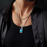 Blue Sapphire Pendant - 18K White Gold - Luxsy Jewels