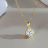 Gold Clover Pendant - Moissanite - Luxsy Jewels