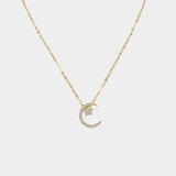 Gold Crescent Necklace - 925 Silver - Luxsy Jewels