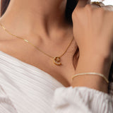 Gold Crescent Necklace - 925 Silver - Luxsy Jewels