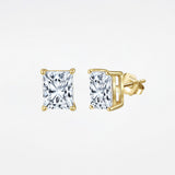 Gold Emerald Cut Earrings - Moissanite - Luxsy Jewels
