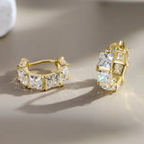Gold Emerald Cut Huggies - Moissanite - Luxsy Jewels