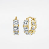 Gold Emerald Cut Huggies - Moissanite - Luxsy Jewels
