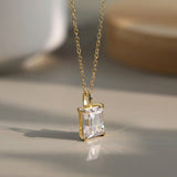 Gold Emerald Cut Neklace - Moissanite - Luxsy Jewels