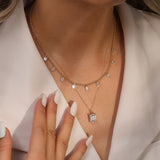 Gold Emerald Cut Neklace - Moissanite - Luxsy Jewels
