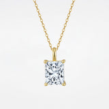 Gold Emerald Cut Neklace - Moissanite - Luxsy Jewels