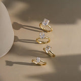 Gold Emerald Ring - Moissanite - Luxsy Jewels