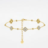 Gold Four Leaf Clover Bracelet - Moissanite - Luxsy Jewels