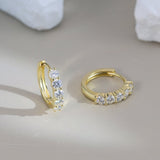 Gold Huggie Hoop Earrings - Moissanite - Luxsy Jewels