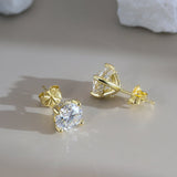 Gold Solitaire Stud Earring - Moissanite - Luxsy Jewels