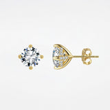 Gold Solitaire Stud Earring - Moissanite - Luxsy Jewels