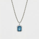 Blue Sapphire Pendant - 18K White Gold - Luxsy Jewels