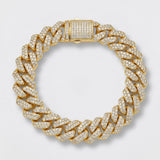 {PRE - ORDER} 14mm Diamond Cuban Prong Bracelet - Gold - Luxsy Jewels