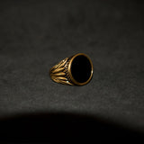 Round Onyx Signet Ring - Gold - Luxsy Jewels