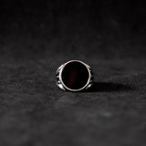 Round Onyx Signet Ring - Silver - Luxsy Jewels