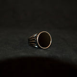 Round Onyx Signet Ring - Silver - Luxsy Jewels