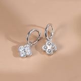 Silver Clover Drop Earrings - Moissanite - Luxsy Jewels