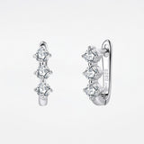 Silver Cluster Huggies Earrings - Moissanite - Luxsy Jewels