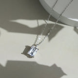 Silver Emerald Cut Neklace - Moissanite - Luxsy Jewels