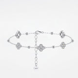 Silver Four Leaf Clover Bracelet - Moissanite - Luxsy Jewels