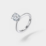 Silver Halo Ring - Moissanite - Luxsy Jewels