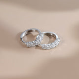 Silver Huggie Hoop Earrings - Moissanite - Luxsy Jewels