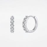 Silver Huggie Hoop Earrings - Moissanite - Luxsy Jewels
