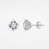 Silver Solitaire Stud Earring - Moissanite - Luxsy Jewels
