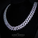 12mm Iced Cuban Prong Chain - White Gold - Luxsy Jewels