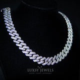 12mm Iced Cuban Prong Chain - White Gold - Luxsy Jewels