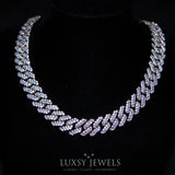 12mm Iced Cuban Prong Chain - White Gold - Luxsy Jewels