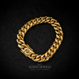 12mm Miami Cuban Bracelet - Gold - Luxsy Jewels