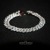 12mm Prong Cuban Bracelet - White Gold - Luxsy Jewels