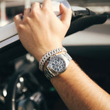 12mm Prong Cuban Bracelet - White Gold - Luxsy Jewels