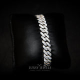 12mm Prong Cuban Bracelet - White Gold - Luxsy Jewels