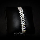 12mm Prong Cuban Bracelet - White Gold - Luxsy Jewels