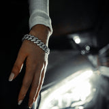 14mm Diamond Cuban Prong Bracelet - White Gold - Luxsy Jewels