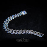 14mm Diamond Cuban Prong Bracelet - White Gold - Luxsy Jewels