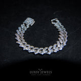 14mm Diamond Cuban Prong Bracelet - White Gold - Luxsy Jewels