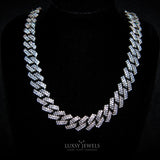 14mm Diamond Cuban Prong Chain - White Gold - Luxsy Jewels