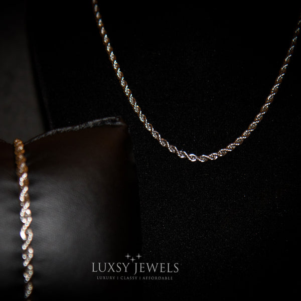Rope Chain + Bracelet Set - Silver - Luxsy Jewels