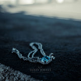 Blue Sapphire Pendant Chain - 18K White Gold - Luxsy Jewels