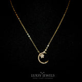 Gold Crescent Necklace - 925 Silver - Luxsy Jewels