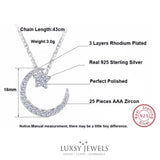 Gold Crescent Necklace - 925 Silver - Luxsy Jewels