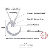 Gold Crescent Necklace - 925 Silver - Luxsy Jewels