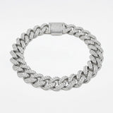 12mm Prong Cuban Bracelet - White Gold - Luxsy Jewels