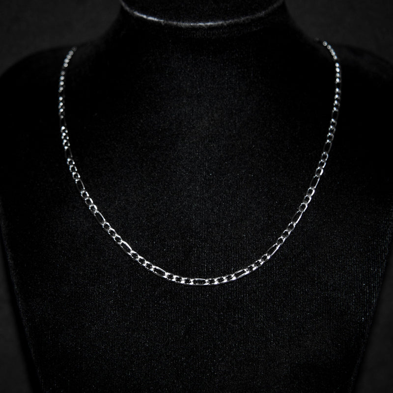 3mm Figaro Chain - Silver - Luxsy Jewels