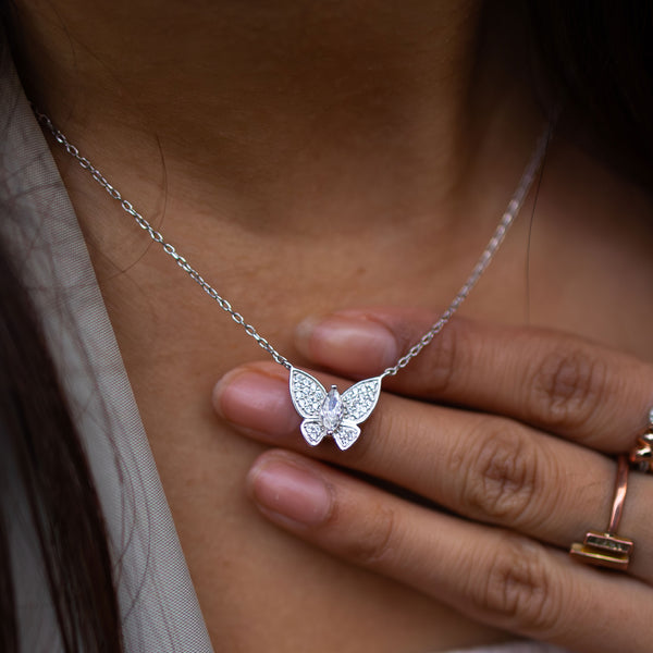 Butterfly Pendant Necklace - 925 Silver - Luxsy Jewels