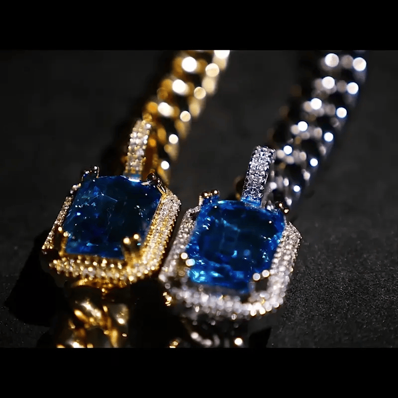 Blue Sapphire Pendant Chain - 18K Gold - Luxsy Jewels