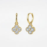 Gold Clover Drop Earrings - Moissanite - Luxsy Jewels